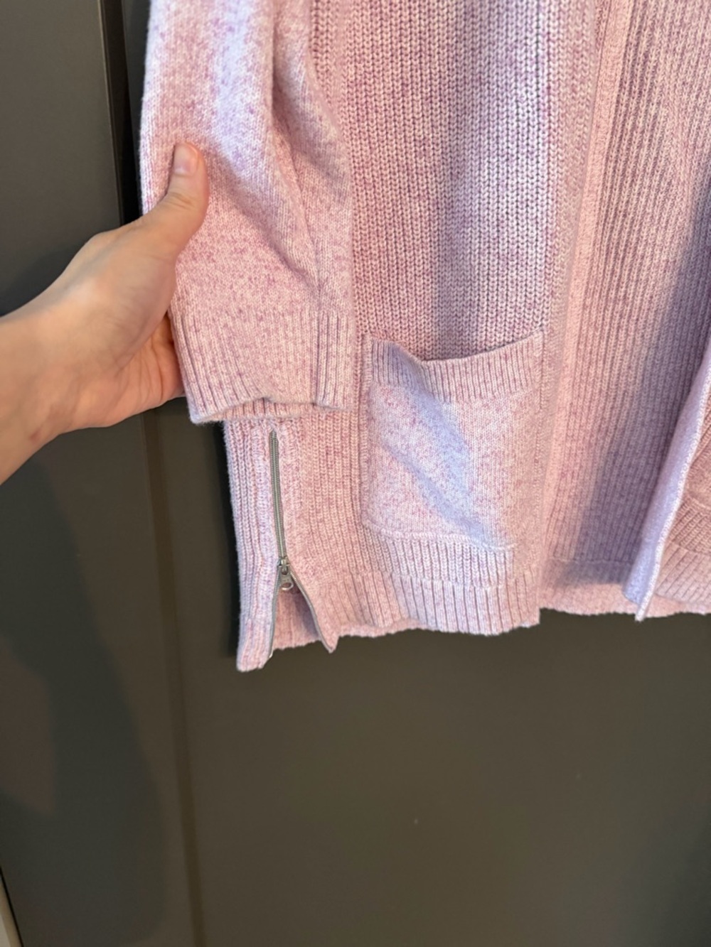 Talbots Light Pink Open-Front Knit Cardigan with Pockets 100% Cotton size Large - Picture 3 of 6